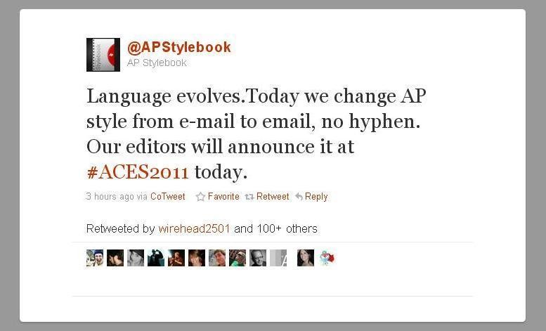 AP style: change from e-mail to email, no hyphen