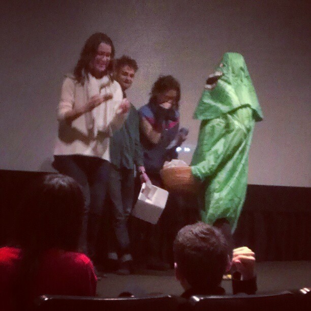 Applications experience with Chocolate and person in green costume