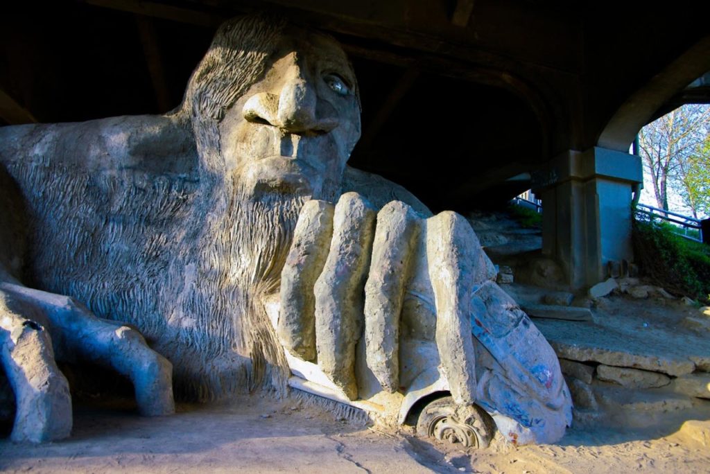 Troll statue under Fremont bridge in Seattle