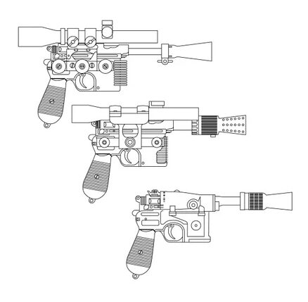 Highly Detailed Han Solo Blaster Schematic Blueprint