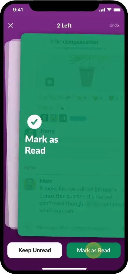 Swipe right: mark as read