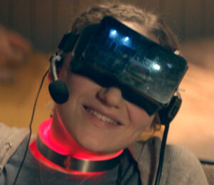 Leila wearing her VR headset